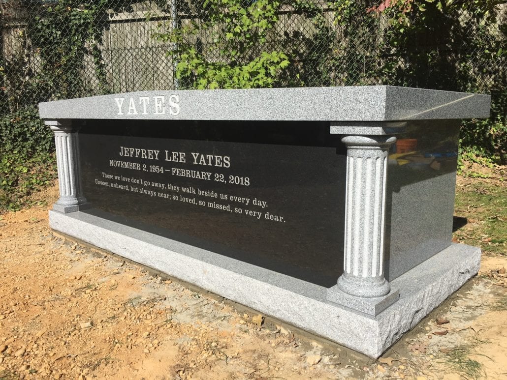 Barre Vermont gray granite mausoleum at Ivy Hill Cemetery, Alexandria, Virginia